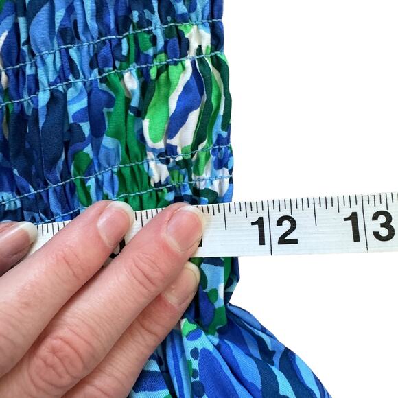 Lilly Pulitzer Smocked Mini Dress Blue Green - Picture 12 of 14